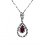 Garnet Teardrop Pendant with Marcasite